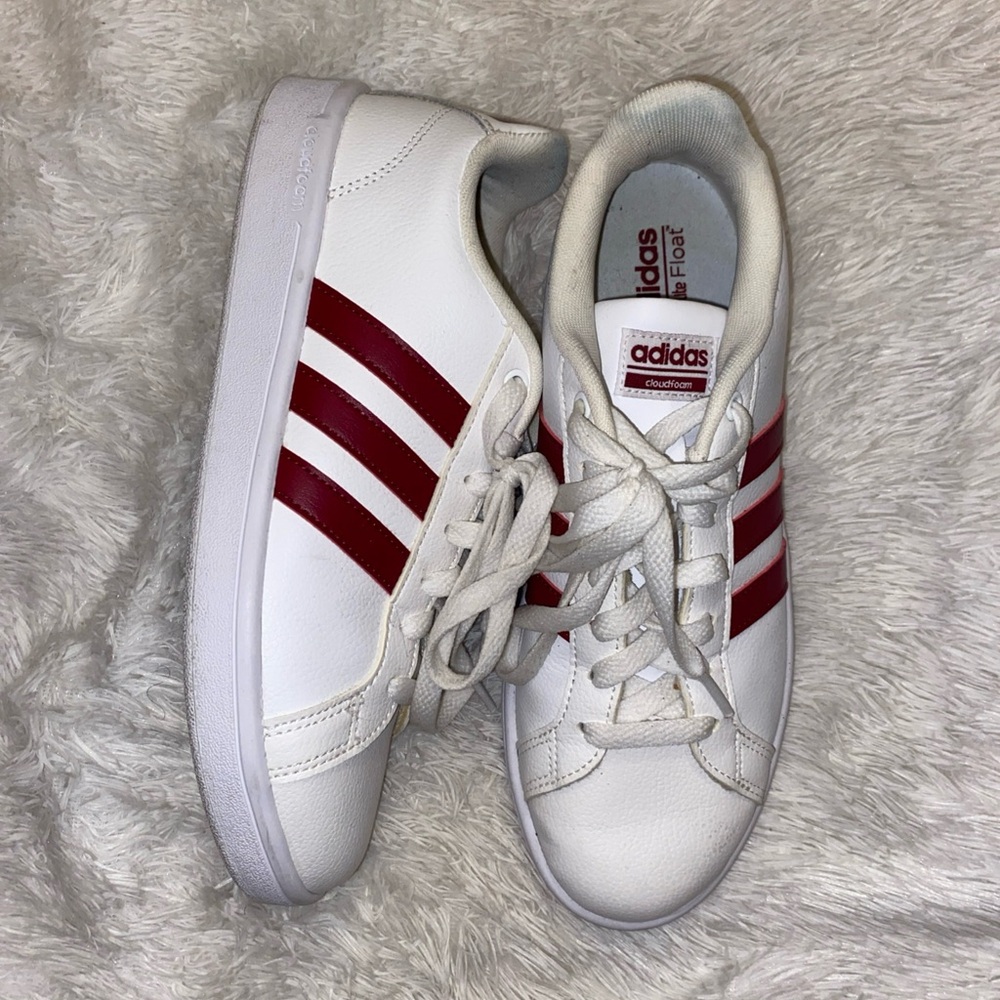 Adidas Cloudfoam White and Burgundy Sneakers